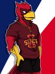  anthro arrwulf avian bird cardinal_(bird) cy_the_cardinal feathers male red_feathers simple_background solo 