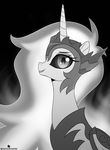  2017 daybreaker_(mlp) equine eyelashes female feral friendship_is_magic greyscale horn looking_at_viewer mammal momomistress monochrome my_little_pony smile solo winged_unicorn wings 