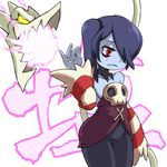  blue_hair blue_skin blush breasts dragon duo female fire fire_breathing hair hair_over_eye leviathan_(skullgirls) male meme mirukar red_eyes salt_bae simple_background skullgirls squigly stitches undead white_background wide_hips yellow_eyes zombie 