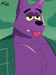  2017 anthro bernard_(ok_k.o.!_lbh) big_muscles canine cartoon_network chest_tuft clothed clothing fur hi_res male mammal muscular muscular_male ok_k.o.!_let&#039;s_be_heroes open_shirt pecs purple_fur reclamon shirt solo tuft were werewolf wolf 