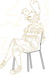  anthro april_marchand_may_(roommates) bandage breasts chair chest_tuft cleavage clothed clothing crossed_legs female five_nights_at_freddy&#039;s five_nights_at_freddy&#039;s_3 lagomorph looking_at_viewer makeup mammal mascara mostly_nude rabbit roommates:motha scar sitting solo springtrap_(fnaf) the_weaver tuft video_games 
