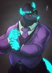  2017 anthro baresenio classy clothed clothing digital_media_(artwork) donryu fully_clothed fur glowing hi_res male mammal necktie rat rodent simple_background smile solo standing suit teeth 