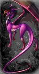  black_hair digital_media_(artwork) dragon female feral hair hi_res minerea purple_scales scales solo yellow_eyes 