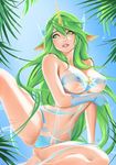  animal_ears breasts covered_nipples gloves green_eyes green_hair horn large_breasts league_of_legends long_hair navel pointy_ears see-through solo soraka star_guardian_soraka swimsuit taiss14 very_long_hair white_gloves 