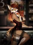  2017 anthro blue_eyes blurred_background breasts canine clothed clothing digital_media_(artwork) eyelashes female grey_nose hi_res lingerie looking_at_viewer mammal nitricacid solo tongue 