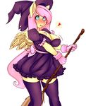  ! 2017 absolute_territory anthro anthrofied areola blush breasts broom clothed clothing equine feathered_wings feathers female fluttershy_(mlp) friendship_is_magic gloves hair hat hi_res mammal my_little_pony nipples pegasus pink_hair simple_background solo tolsticot white_background wings witch_hat 