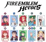  armor blue_hair book celica_(fire_emblem) fire_emblem fire_emblem:_rekka_no_ken fire_emblem:_seisen_no_keifu fire_emblem_echoes:_mou_hitori_no_eiyuuou fire_emblem_heroes fire_emblem_if headband highres ike long_hair lyndis_(fire_emblem) mamkute multiple_girls ninian nino_(fire_emblem) ponytail red_eyes red_hair reinhardt_(fire_emblem) smile summoner_(fire_emblem_heroes) tiamat_(fire_emblem) twintails veil yellow_eyes 