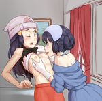  bad_id bad_pixiv_id beanie blue_eyes blue_hair blush braid breast_grab breast_sucking breasts gloves grabbing hat hikari_(pokemon) multiple_girls nipples nyonn24 pokemon pokemon_(anime) salvia_(pokemon) shirt_lift small_breasts yuri 