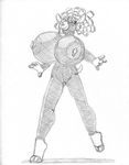  2017 anthro barefoot big_breasts breasts caprine clothing collar dreadlocks female greyscale huge_breasts inflatable mammal monochrome nozzle on_one_leg rubber sheep simple_background solo standing wolfkidd 