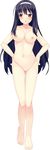  :o ass_visible_through_thighs barefoot bekotarou black_hair blush breasts full_body hairband hands_on_hips highres large_breasts long_hair navel newton_to_ringo_no_ki nipples no_pussy non-web_source nude official_art red_eyes solo standing transparent_background utakane_yotsuko 