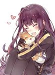  :d ^_^ black_gloves black_legwear blush breasts closed_eyes dog eyebrows_visible_through_hair from_side girls_frontline gloves heart hug kvlen large_breasts long_hair one_side_up open_mouth pantyhose purple_hair sitting sketch smile solo tongue tongue_out very_long_hair wa2000_(girls_frontline) white_background 