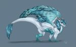  2016 absurd_res animal_genitalia animal_pussy anus blue_eyes blue_feathers blue_fur blue_hair blue_mane blue_scales blue_skin canine_pussy claws digital_media_(artwork) dragon feathered_wings feathers female feral fur grey_background hair hi_res horn itaris looking_at_viewer one_leg_up open_mouth presenting presenting_pussy pussy quadruped raised_tail scales scalie side_view signature simple_background solo spread_wings standing tail_tuft tochka tuft western_dragon white_skin wings 