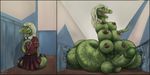  2015 absurd_res anthro balls big_breasts big_penis book bracelet breasts brown_nipples busty_feral clothed clothing coatl_(spotty_the_cheetah) dickgirl digital_media_(artwork) dress dress_shirt erection female feral front_view glans green_balls green_penis green_scales green_skin hair hi_res holding_object humanoid_penis intersex jewelry locker looking_at_viewer looking_down monster multiple_scenes necktie nipples open_mouth orange_eyes penis reptile saliva scales scalie school school_uniform sharp_teeth shirt signature smile snake solo student teeth tochka tongue transformation uniform vein veiny_penis white_hair 