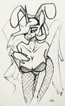  2017 anthro anthrofied black_and_white blush breasts bunny_costume cleavage clothed clothing costume equine fake_ears fake_rabbit_ears female fishnet fishnet_legwear friendship_is_magic hair horn legwear leotard looking_at_viewer mammal monochrome my_little_pony portrait princess_celestia_(mlp) seductive simple_background smile solo three-quarter_portrait traditional_media_(artwork) underpable white_background winged_unicorn wings 