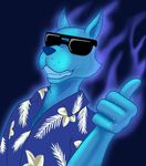  2017 anthro astraldog canine clothing dog eyewear ghost hawaiian_shirt mammal shirt solo spirit sunglasses 