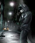  anthro black_hair black_nose canine clothed clothing digital_media_(artwork) dog hair hi_res male mammal night nitricacid outside raining solo standing 