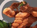  2017 5_fingers abs anthro biceps big_muscles black_nose brown_fur canine canyne_khai_(character) digital_media_(artwork) dog fur german_shepherd hat hi_res male mammal muscular muscular_male pecs solo waddledox 