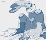  2017 3_toes anthro bed belt canine claws clothed clothing cum disney duo female foot_fetish footjob fox fur judy_hopps lagomorph macro male male/female mammal micro micro_on_macro monochrome nick_wilde nude open_mouth paws police rabbit sex simple_background size_difference teaselbone toe_claws toes zootopia 