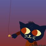  0 2017 :3 ambiguous_gender animated anthro bell black_fur cat cat_stuff cat_things clothing cute dark_fur daww dyed_fur feline fur hair logo mae_(nitw) mammal night_in_the_woods notched_ear null_symbol paws playing red_eyes red_irises shirt sleufoot smile solo string symbol tuft whiskers 