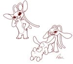  alien angel_(lilo_and_stitch) antennae anus back_markings blush butt disney experiment_(species) eyelashes female hand_on_head hand_on_hip lilo_and_stitch male male/female markings monochrome one_eye_closed oral red_and_white sketch small_tail stitch tongue tongue_out unknown_artist wink x_anus 