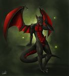  anthro balls biped claws cum digital_media_(artwork) dragon erection fur furred_dragon hi_res horn looking_at_viewer male nude orange_eyes penis scalie seductive simple_background smile solo standing tagme theretto wings 