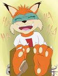  3_toes anthro blindfold brush bubsy bubsy_(series) claws digital_media_(artwork) feet feline foot_fetish hi_res lu123 lynx mammal pawpads paws signature soles stocks tears tickling tickling_feet toe_claws toes video_games 