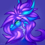  2017 digital_media_(artwork) dragon female green_eyes hair headshot_portrait oksara portrait purple_hair simple_background solo 