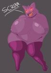  big_breasts breasts clothing female footwear gengar high_heels huge_breasts leggings legwear makeup mcnasty nintendo overweight pok&eacute;mon pok&eacute;mon_(species) purple_skin sharp_teeth shoes solo teeth tongue tongue_out video_games 