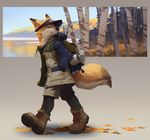  2017 anthro canine clothed clothing fox green_eyes hi_res lokey_(artist) male mammal simple_background solo 