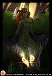  azaleesh dryad female flora_fauna flower forest green_skin hair hi_res humanoid magic not_furry orange_eyes orange_hair outside plant sitting solo tree 