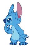  2016 4_fingers 4_toes alien blue_claws blue_eyes blue_fur blue_nose chest_tuft claws colored_sketch curious derimiko digital_drawing_(artwork) digital_media_(artwork) disney experiment_(species) fur head_tuft lilo_and_stitch notched_ear reaction_image side_view simple_background solo stitch toes tuft white_background 