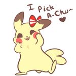  &lt;3 :3 blush bow_tie brown_eyes brown_fur brown_markings chest_tuft cleft_tail digital_media_(artwork) english_text female fur hands_on_face markings mt multicolored_fur nintendo open_mouth pikachu pok&eacute;mon pok&eacute;mon_(species) semi-anthro simple_background solo standing text tuft two_tone_fur video_games white_background 