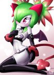  1girl bat_wings blush choker cosplay disgaea elbow_gloves etna_(cosplay) kirlia no_humans pink_eyes pokemon rilex_lenov tail thigh_boots twintails 