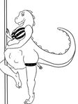  anal_vore anthro breasts clothing dinosaur female idkll44 interstellar_demon_stripper pole rick_and_morty slightly_chubby smile stripper stripper_pole vore 