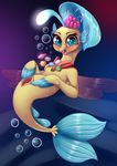  2017 absurd_res blush bubble dankflank female fish hi_res looking_at_viewer marine my_little_pony my_little_pony_the_movie princess_skystar_(mlp) pussy seahorse seashell solo spread_pussy spreading 