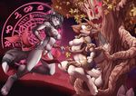  2017 anthro black_hair black_nose breasts brown_hair canine clothing detailed_background digital_media_(artwork) duo female frankie_(dragonfu) hair loincloth male male/female mammal maple_flake night nude outside penetration penis sex sky smile star starry_sky tree twinkle-sez wolf 
