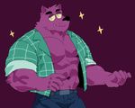 2017 abs anthro bernard_(ok_k.o.!_lbh) canine cartoon_network clothing deep_navel fur male mammal muscular navel ok_k.o.!_let&#039;s_be_heroes pecs purple_fur solo syukapong were werewolf wolf 