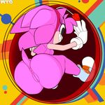  2017 alternate_version_available amy_rose anthro anus areola big_butt butt clothing eyelashes female gloves hedgehog hi_res mammal marthedog nipples nude presenting pussy smile solo sonic_(series) toy 