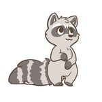  2014 :3 black_eyes cheek_tuft chest_tuft ears_up fluffy fluffy_tail fur grey_ears grey_fur grey_tail head_tuft looking_up mammal markings mt procyonid raccoon semi-anthro simple_background smile socks_(marking) standing three_tone_fur tuft white_background white_fur white_markings 