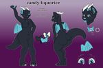  2017 anthro blue_eyes bow candy_liquorice_(character) digital_media_(artwork) dragon ear-piercing female fur hi_res horn hybrid looking_at_viewer mammal model_sheet mustelid otter raised_tail simple_background singingbirdstudio skull smile solo standing tongue wings 