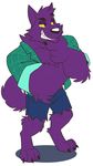  2017 anthro bernard_(ok_k.o.!_lbh) canine cartoon_network clothed clothing fur hi_res male mammal muscular ok_k.o.!_let&#039;s_be_heroes oleola123 purple_fur solo were werewolf wolf 