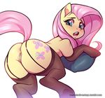  anus big_butt butt clothing cupcake992 cutie_mark earth_pony equine female feral fluttershy_(mlp) friendship_is_magic garter horse legwear looking_back makeup mammal mascara my_little_pony open_mouth pony pussy solo stockings thick_thighs 