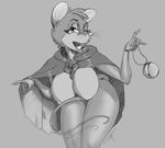  amulet anthro big_breasts breasts cape clothing eyelashes female greyscale mammal monochrome mouse mrs._brisby nipples one_eye_closed open_mouth open_smile rodent smile solo tail_between_legs the_secret_of_nimh white-devil wide_hips 