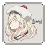  beret blonde_hair character_name close-up hair_over_one_eye hat kantai_collection long_hair mole mole_under_eye mole_under_mouth oso_(toolate) pom_pom_(clothes) richelieu_(kantai_collection) solo upper_body white_hat yellow_eyes 