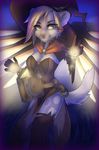 2017 5_fingers anthro blonde_hair breasts canine clothed clothing digital_media_(artwork) eyelashes female hair mammal mercy nayel-ie overwatch smile solo video_games 