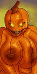  2017 big_breasts breasts crisis-omega female flora_fauna food food_creature fruit holidays huge_breasts humanoid inverted_nipples looking_at_viewer nipples not_furry plant pumpkin smile solo 