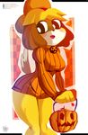  animal_crossing anthro breasts canine clothed clothing dog female fur halloween holidays isabelle_(animal_crossing) mammal nintendo pedrovin solo video_games yellow_fur 