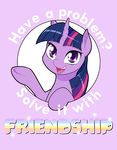 2017 digital_media_(artwork) dstears english_text equine eyelashes female feral friendship_is_magic fur hair hooves horn looking_at_viewer mammal mane multicolored_hair my_little_pony open_mouth open_smile pink_hair purple_background purple_eyes purple_fur simple_background smile solo teeth text tongue twilight_sparkle_(mlp) underhoof unicorn 