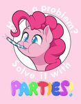  2017 balloon blue_eyes digital_media_(artwork) dstears earth_pony english_text equine eyelashes female friendship_is_magic fur hair horse mammal mane my_little_pony noisemaker party_horn pink_background pink_fur pink_hair pinkie_pie_(mlp) pony simple_background solo text 