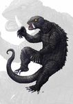  gamera gamera_(series) giant_monster kaijuu monster simple_background tail turtle tusks yellow_eyes 